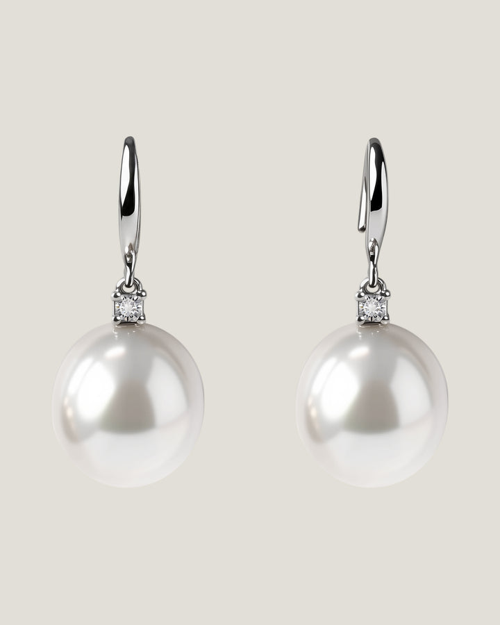 Luce Square Diamond & Pearl Hook Earrings