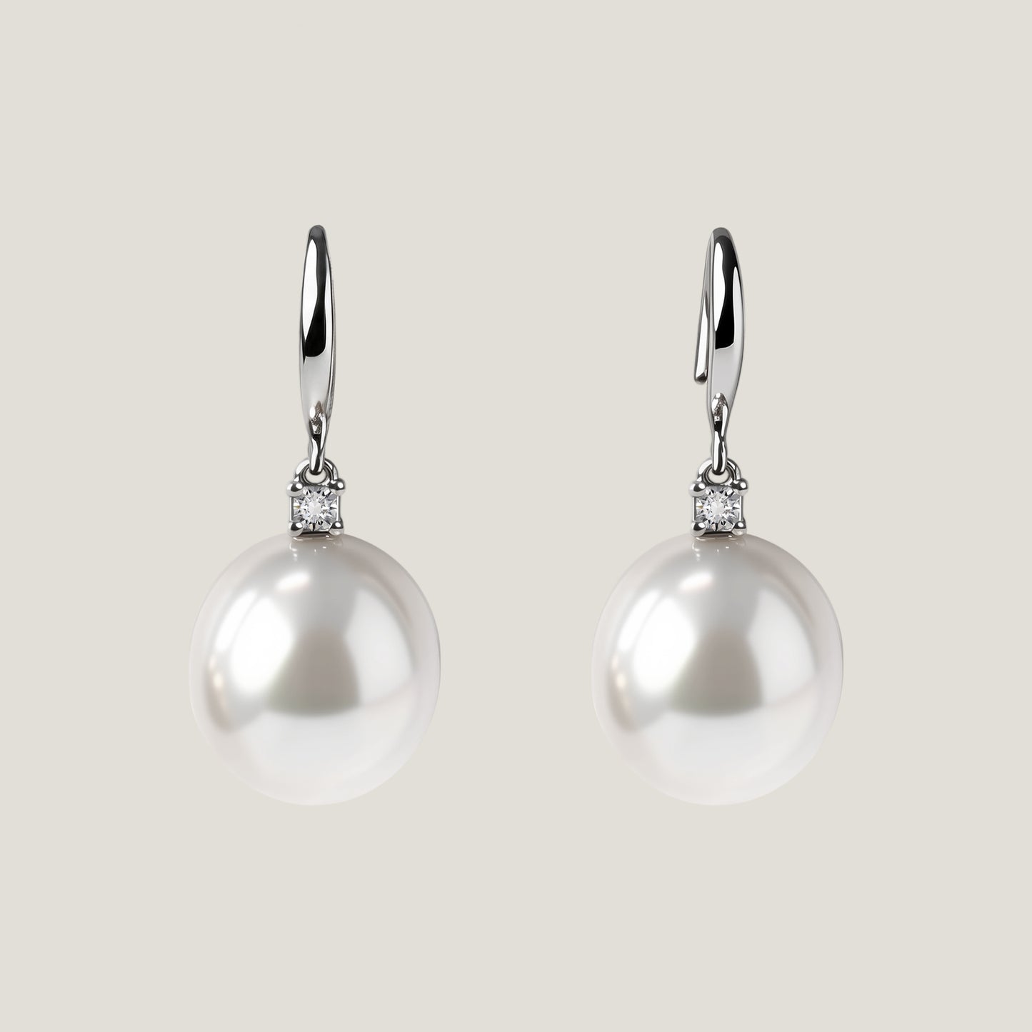 Luce Square Diamond & Pearl Hook Earrings