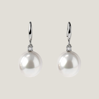 Luce Square Diamond & Pearl Hook Earrings
