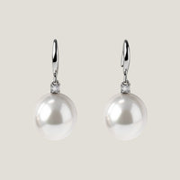 Luce Square Diamond & Pearl Hook Earrings