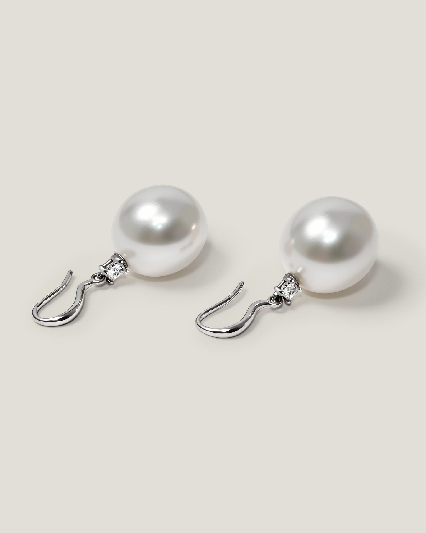 Luce Square Diamond & Pearl Hook Earrings