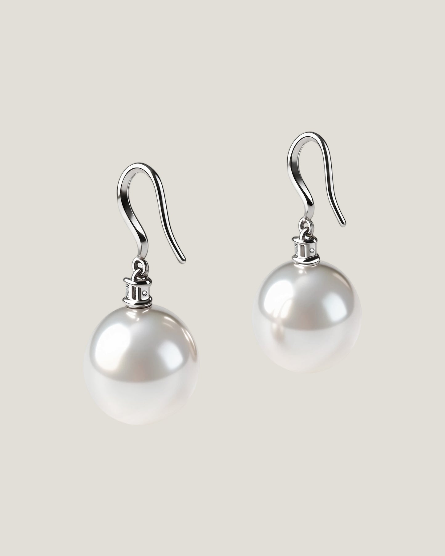 Luce Square Diamond & Pearl Hook Earrings