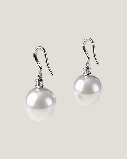 Luce Square Diamond & Pearl Hook Earrings