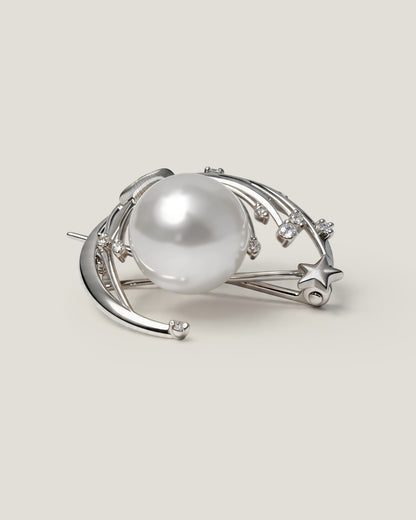 Celestial South Sea Pearl & Diamond Brooch