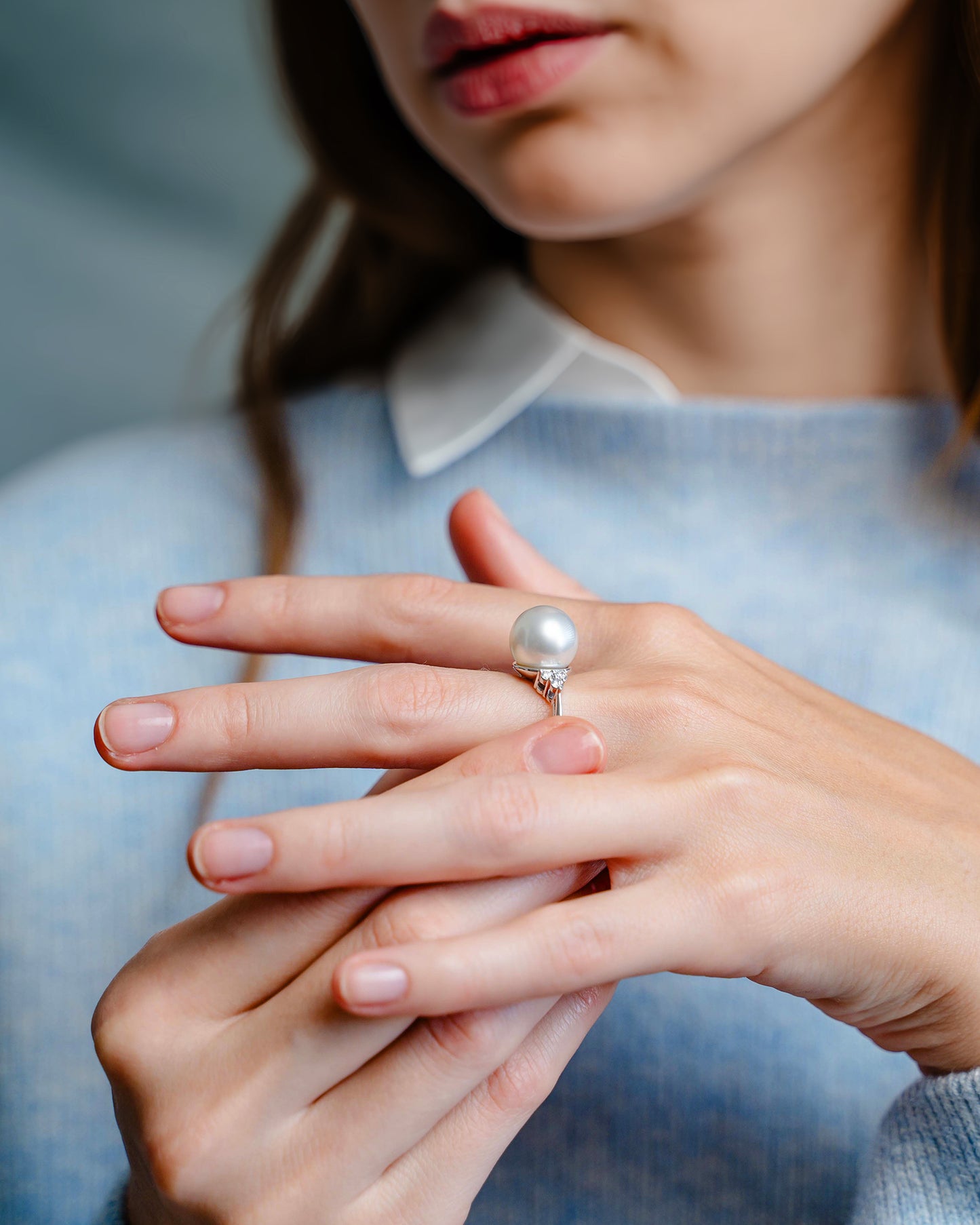 Due Stelle Pearl & Diamond Ring