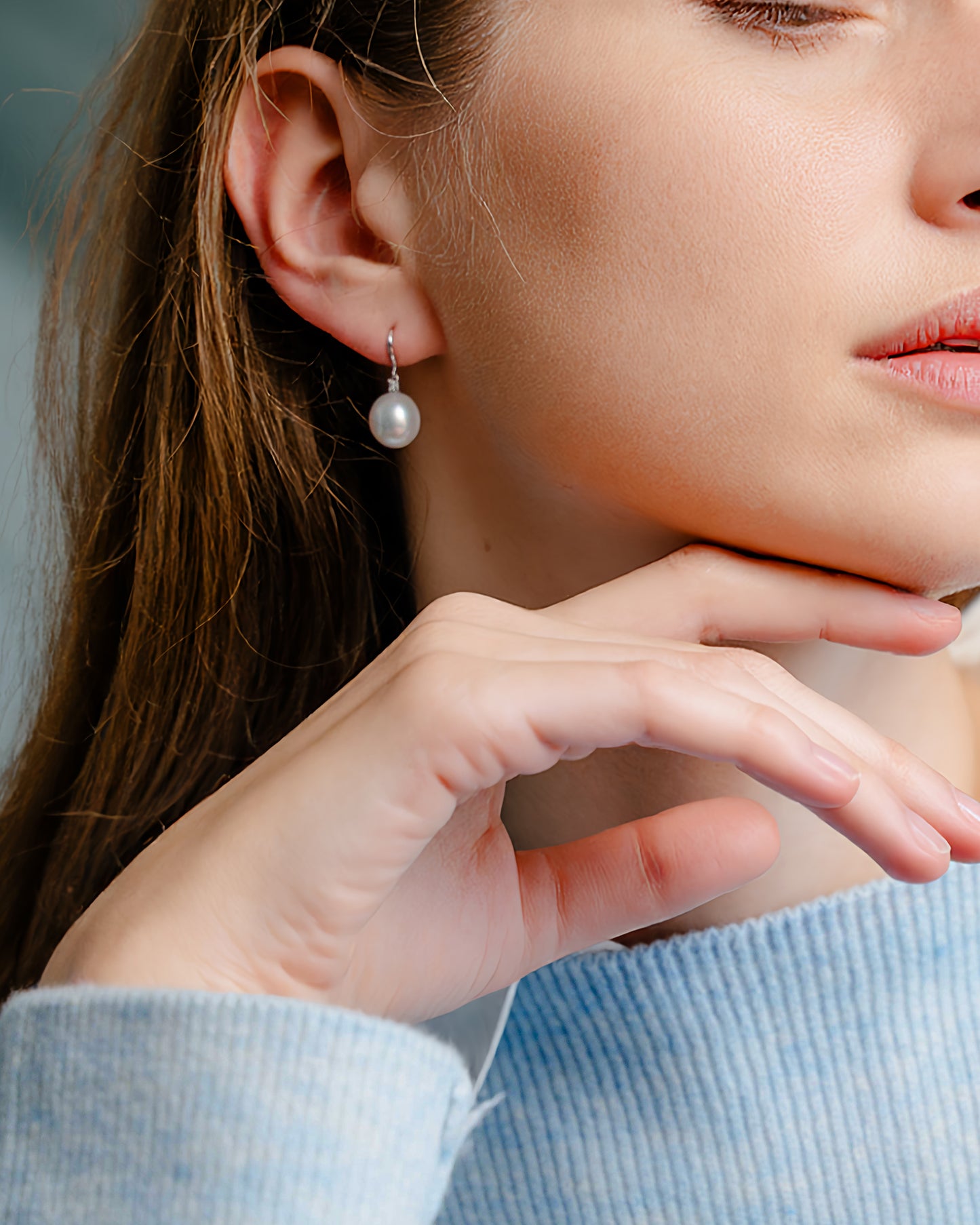 Luce Square Diamond & Pearl Hook Earrings
