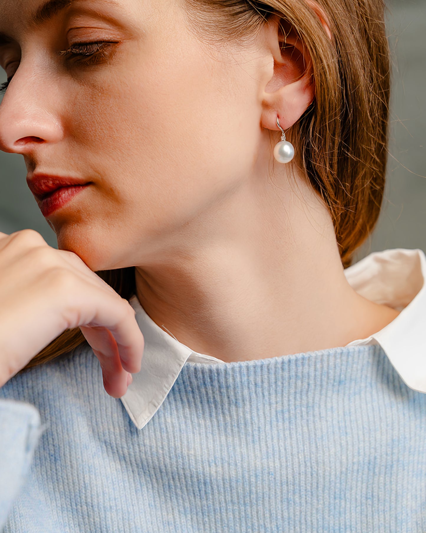 Luce Square Diamond & Pearl Hook Earrings