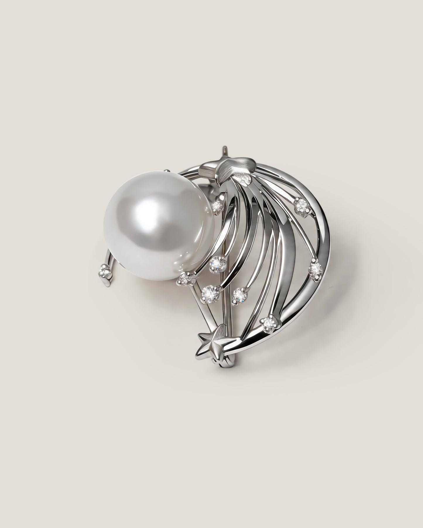 Celestial South Sea Pearl & Diamond Brooch