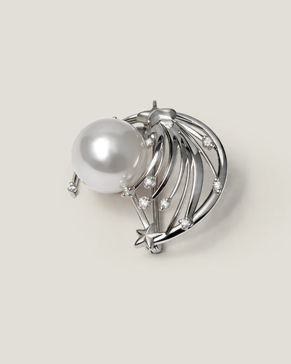 Celestial South Sea Pearl & Diamond Brooch