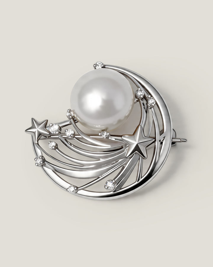 Celestial South Sea Pearl & Diamond Brooch