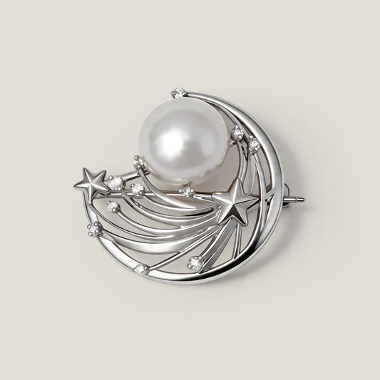 Celestial South Sea Pearl & Diamond Brooch